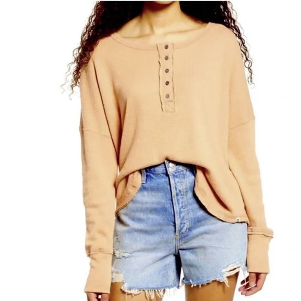 BillaBong Any Day Long Sleeve Henley Waffle Knit Top